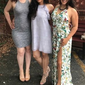 Bcbg dress dark gray and white ruffle dress